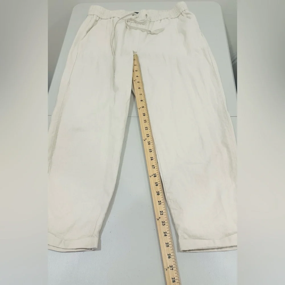 J.Crew Linen-Cotton Drawstring Cream Pant For‎ Women  Size 10